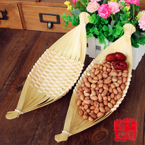 Bamboo Choreography Small Boat Snack Basket Hotel Special Color Vegetable Shop Window Decoration Furnishing Web Shop Food Shooting Photographic Props