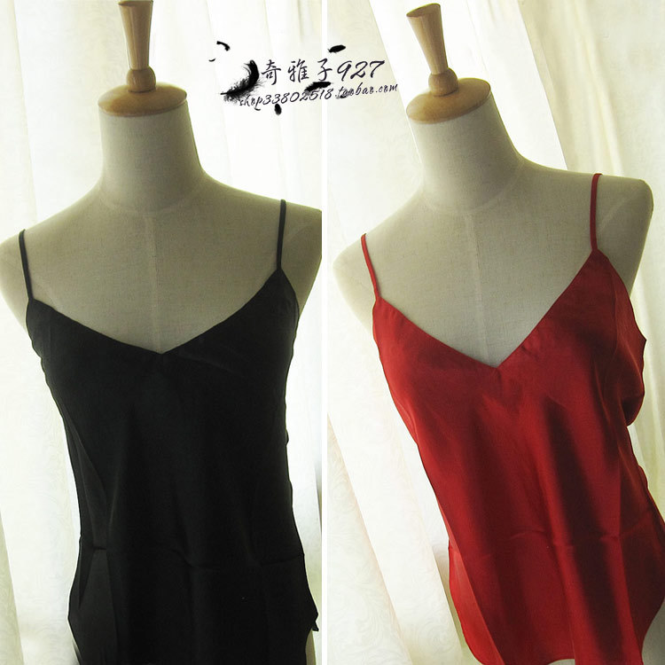 Camisole Undershirt Anti-Exposure Women's Faux Satin Deep V-Neck Lining Export Original Summer Sexy Sleepwear