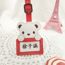 familiar small bear name word patch key buckle bag with embroidered pendant children anti-walking lost school bag pendant