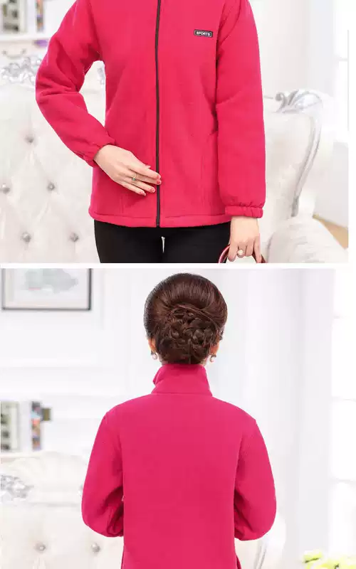 Áo khoác mùa xuân và mùa thu của phụ nữ trung niên, người mẹ mặc áo lông cừu 40-50 tuổi, người trung niên áo len lông cừu cỡ lớn 60 - Phụ nữ cao cấp