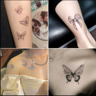 Butterfly tattoo with waterproof lasting female in wind lockbone sexy net red arm simulation of dark tattoo sticker