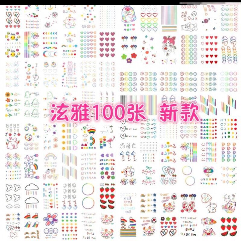 Yuya tattoo Fingers in colorful lines in the same tattoo tattoo smiling girl net red