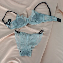 Sexy lace sweet girl underwear set ultra-thin section extremely tempting see-through bra side collection gathered bra female