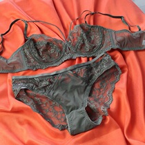 Autumn new ultra-thin lace comfortable and sexy translucent big breasts show small natural gathered breasts bra set