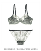 2021 new sexy lace extreme temptation sexy ladies underwear deep V gathered with steel ring bra set tide