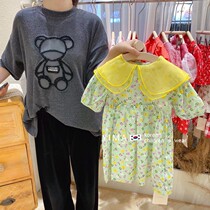 Korean version of childrens clothing 2022 spring and summer dolls collar princess dress girl foreign air girl summer break flower skirt with dress