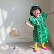 Girls Short sleeves Broken Flowers Princess Dress 2022 New Summer Dresses Children Ocean Gas Nets Red Pops Dress Summer Dress