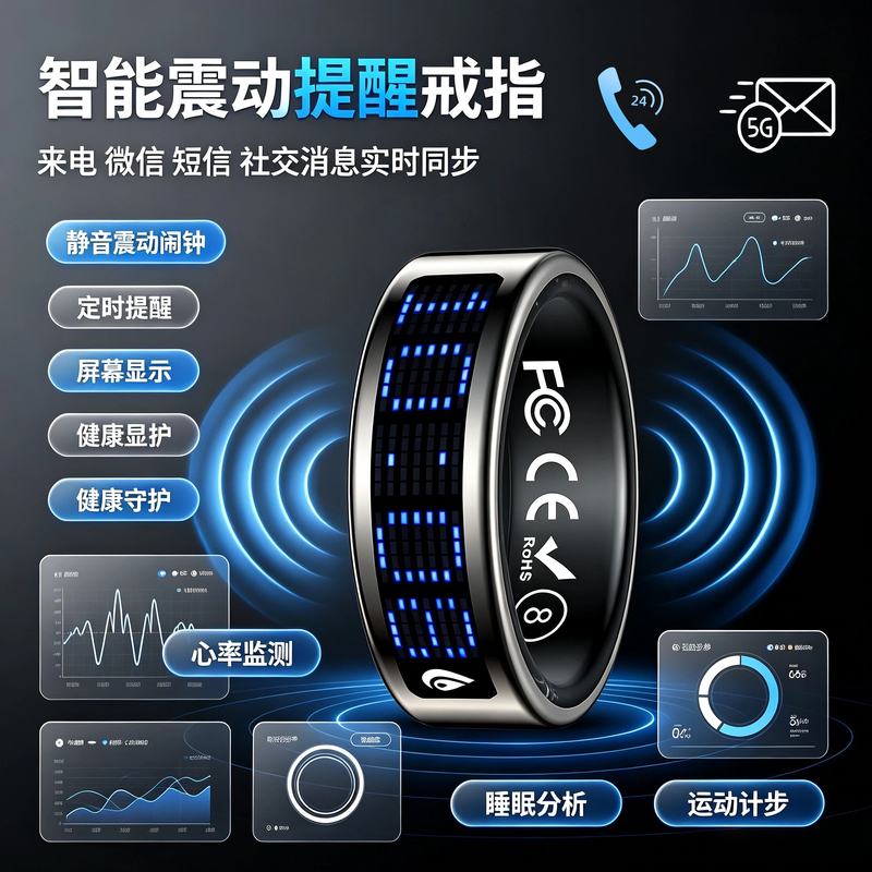 Zannian Smart Ring Displays Time, Heart Rate, Blood Oxygen, Stress, Sleep, Exercise, Remote Hrv, and Incoming Call Vibration Alerts Zannian Smart Ring Displays Time, Heart Rate, Blood Oxygen, Stress, Sleep, Exercise, Remote Hrv, and Incoming Call Vibration Alerts