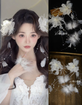 Junxinjia Dreamy and Smart Feather Blossom Hairpin Age-Reducing Trimming Pair of Feather Rings