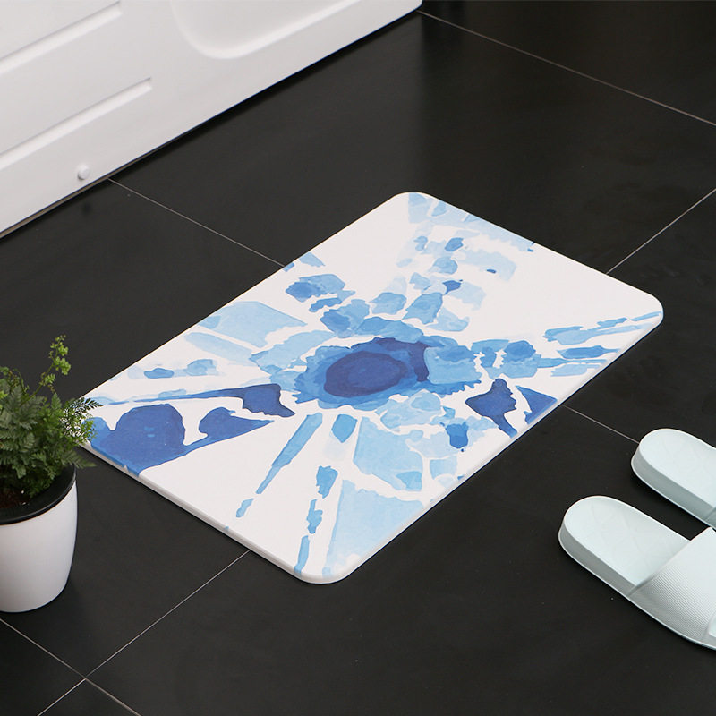 Natural diatom mud absorbent mat dressing room bathroom quick-drying mat Nordic abstract diatomite mat large thickened