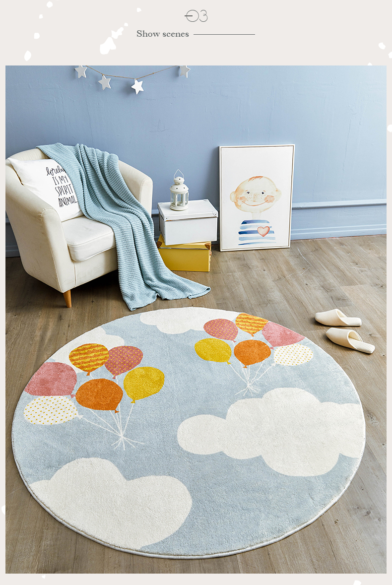 Hình ảnh thảm tròn màu đỏ INS gió Bắc Âu phòng khách sofa thảm chiếu phòng ngủ đầu giường chăn - Thảm thảm trang trí phòng khách