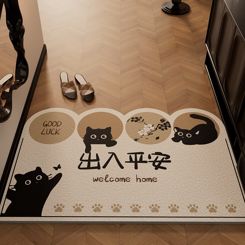 Коврик Entrance door mat черный кот 60x90 см
