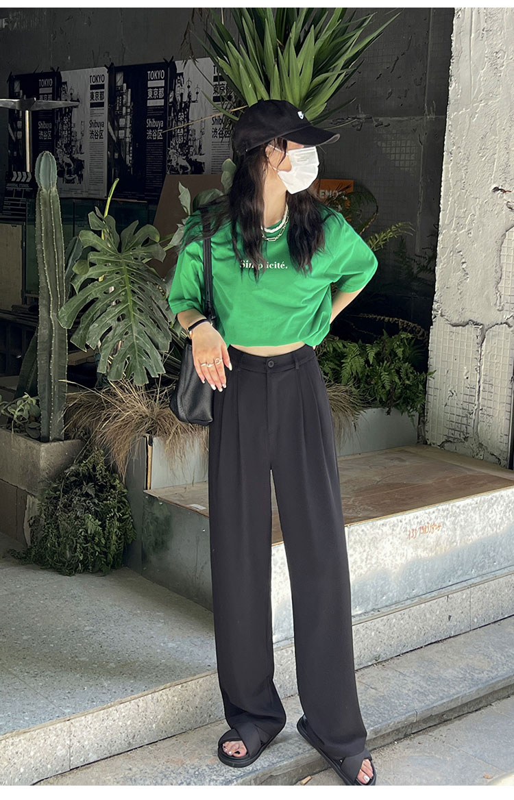粉色阔腿裤女春秋新款高腰垂感宽松显瘦西装拖地裤夏季休闲直筒裤详情41