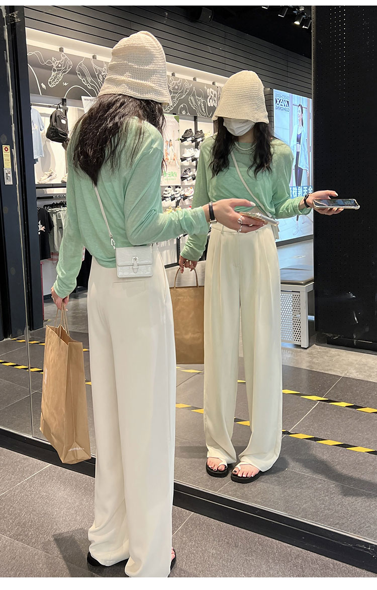 粉色阔腿裤女春秋新款高腰垂感宽松显瘦西装拖地裤夏季休闲直筒裤详情44