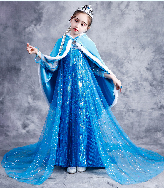 Elsa Princess Dress ເດັກຍິງ Queen Elsa Frozen Dress ວັນເດືອນປີເກີດ Summer Sequins ແທ້