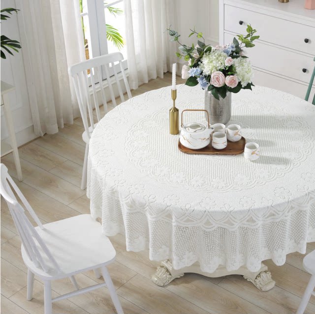 ຂໍ້ສະເໜີພິເສດ lace fabric tablecloth tablecloth coffee table cloth white round tablecloth ຕູ້ຊັກເຄື່ອງ cover cloth thickened type