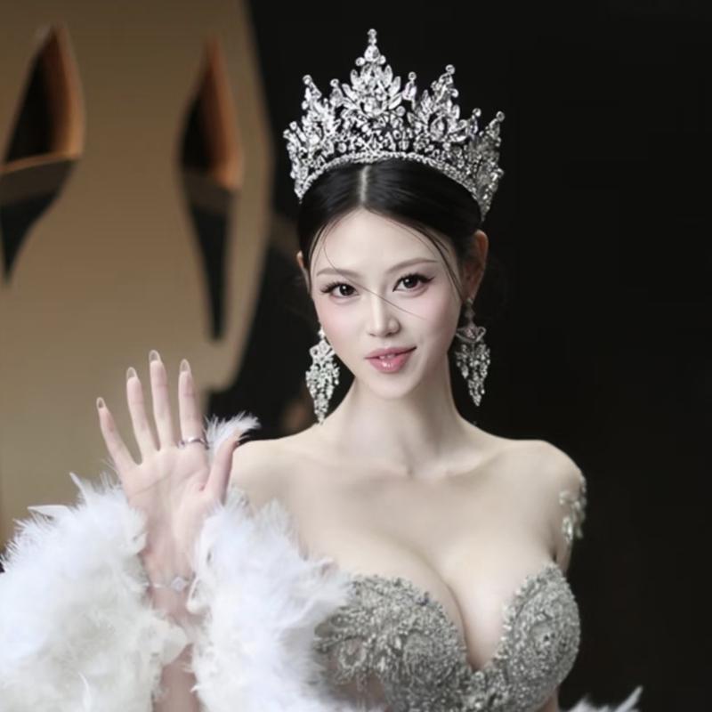 Cross-Border World Beauty Pageant Champion Crown Bridal Hair Accessories Wholesale Runway Laurel Baroque Crown Full Crown Cross-Border World Beauty Pageant Champion Crown Bridal Hair Accessories Wholesale Runway Laurel Baroque Crown Full Crown
