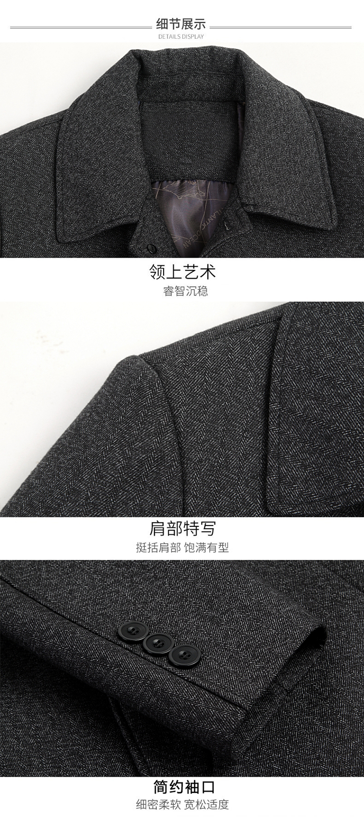 Mùa đông dài trên đầu gối áo len trung niên len áo khoác nam trung niên áo khoác cashmere dày áo gió áo măng tô nam