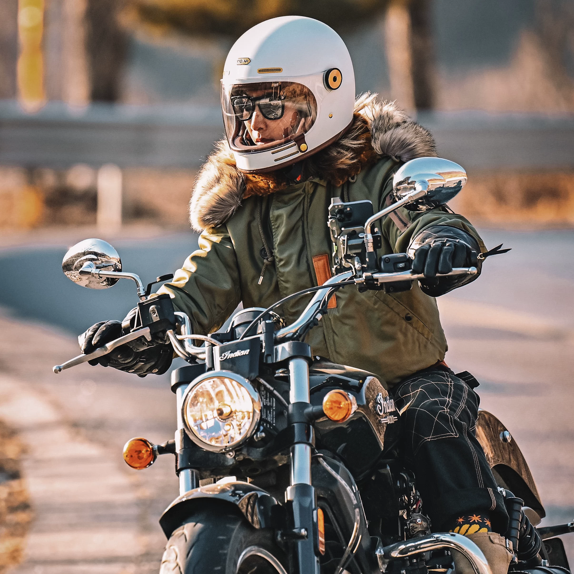 Моноконо Full-face ретро углеродное волокно мотоциклетный шлем индийский VESPA Triumph Latte круиз мотоцикл