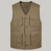 Mùa xuân và mùa thu trung niên vest nam V-cổ áo đa túi cha trung niên mặc áo vest cotton vest vest nam trung niên Áo vest cotton