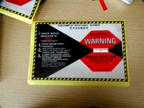 Cargo dumping monitor shockproof label sticker wooden box anti-vibration label logistics monitor
