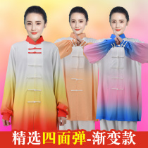 New 2022 Spring Autumn Gradient Color Tai Chi Clothing Womens Martial Arts Performance Suit Mens Taijiquan Summer Chinese Wind Long