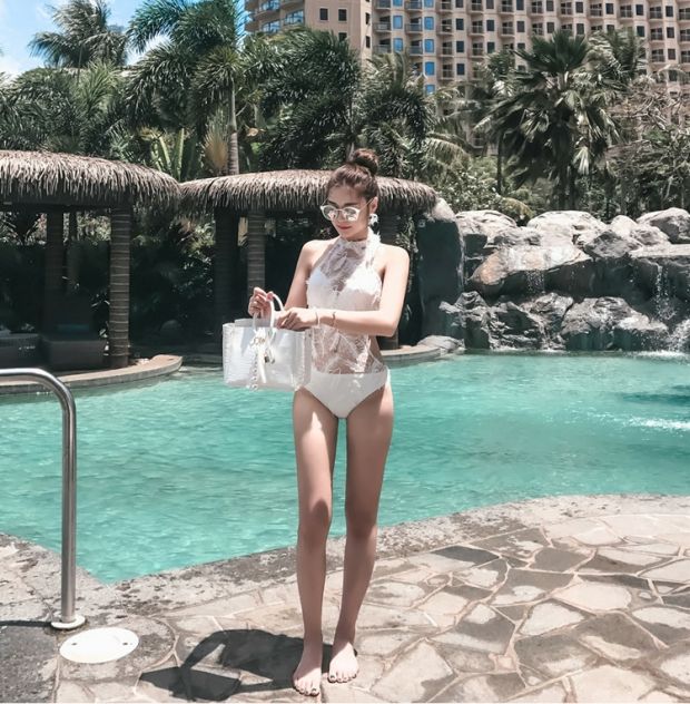 Đồ bơi Lông nữ tính Openwork Bãi biển trong suốt Bikini Beach Holiday White Lace Covered Belly One Piece Áo tắm đồ bơi 1 mảnh