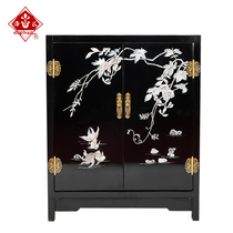 Yangzhou Lacquerware Factory New Chinese style classical antique furniture Luodian craft hand-made custom black bedside table