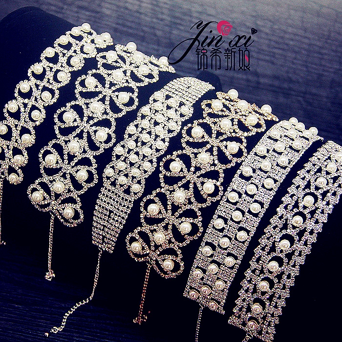 Mới siêu flash rhinestone Nhật Bản và Hàn Quốc vòng tay khí chất ngọt ngào sang trọng pha lê rhinestone ngọc trai tinh tế đơn giản vòng đeo tay - Vòng đeo tay Cuff