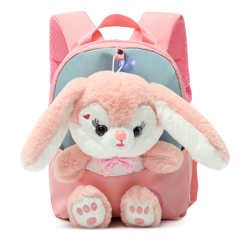 Cute backpack for kindergarten, rabbit, shoulder bag, plush doll