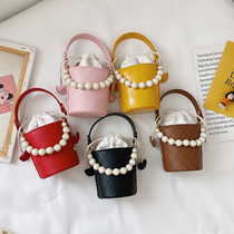 Childrens shoulder bag baby Pearl handbag fashion foreign girl diamond mini bucket bag Joker bag