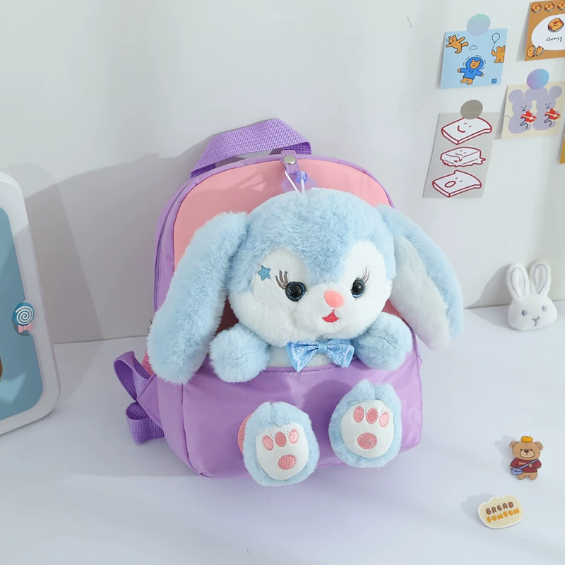 Cute backpack for kindergarten, rabbit, shoulder bag, plush doll