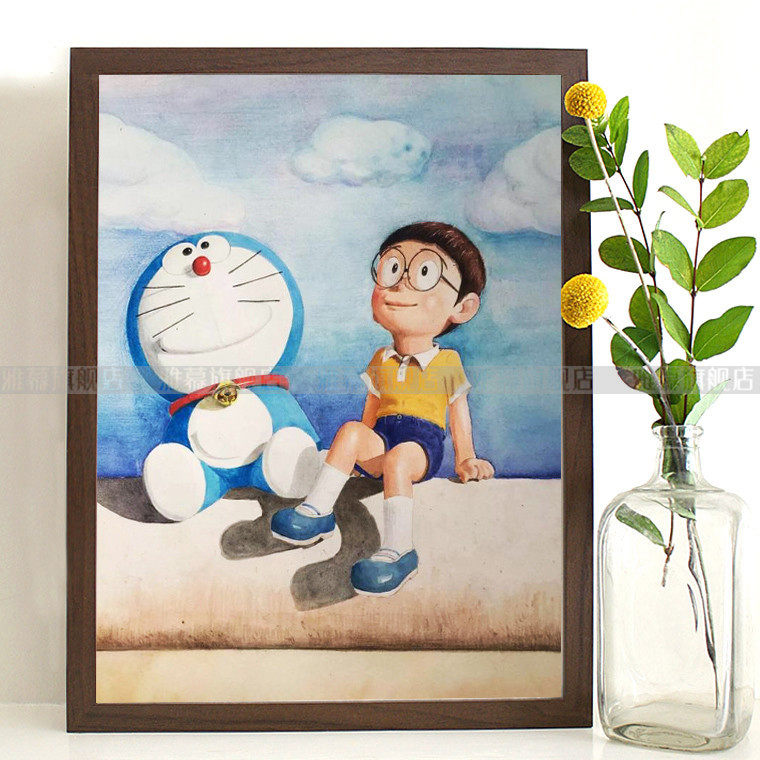 New printed DMC cotton line Cross embroidered bedroom Children's room Vertical version Cartoon Cartoon Machine Cat Daxiong
