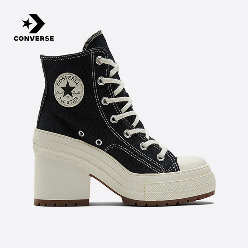 Kuang Wei Converse2024 Spring Women's Retro Coarse Heel Heels High Help Thick Bottom Heightening Sails Shoes A05347C-Taobao