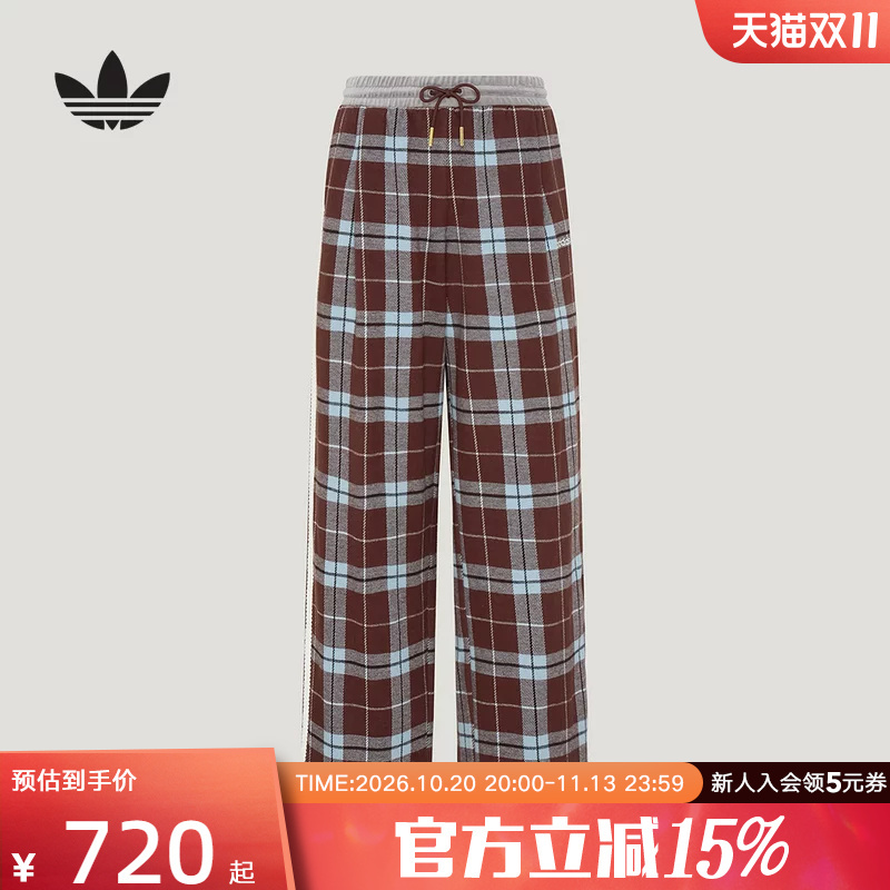 Adidas Adidas Trefoil 2026 Winter Women's Plaid Knit Loose Sports Pants Casual Trousers Kw5710