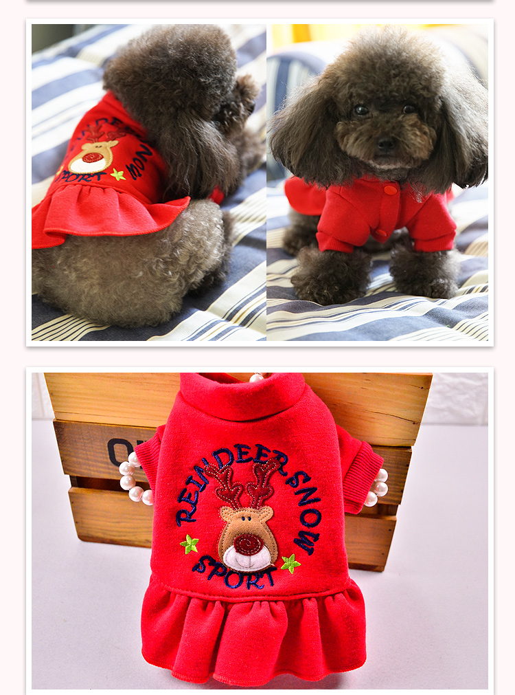 Teddy quần áo chó quần áo mùa thu dày quần áo hơn gấu quần áo con chó con công chúa váy Giáng sinh - Quần áo & phụ kiện thú cưng áo cho poodle