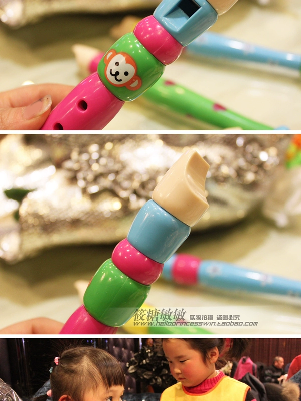 Trẻ em phim hoạt hình clarinet nhạc cụ người mới bắt đầu chàng trai và cô gái trẻ em mẫu giáo chơi âm nhạc giáo dục sớm đồ chơi sáu lỗ sáo ngắn đồ chơi thông minh
