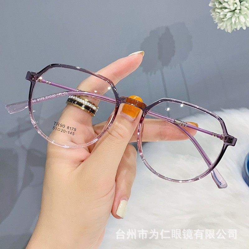 Student Myopia 22 new ladies glasses polygonal anti-blue light flat light glasses frame male myopia students-Taobao