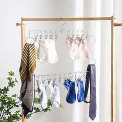 Solid multi-layer folding storage sock rack house stainless steel multi-functional underwear drying clothes hanger wardrobe clothes hanger