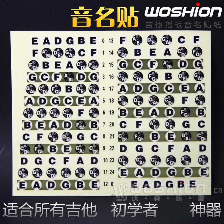Watson instrument woshion Guitar Scale name sticker Roll call notation Self-study beginner music theory Fretboard Sticker