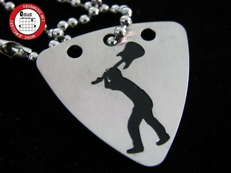 GsusMusic Metal Punk Titanium Pick Necklace Break Guitar Break Guitar