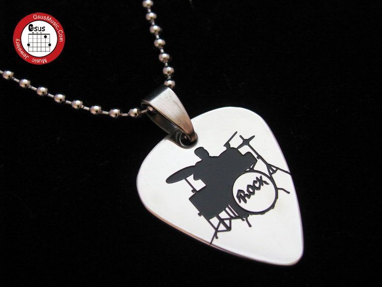 Watson Instrument GsusMusic Metal Punk Titanium Steel Pick Necklace Drums Drummer ROCK