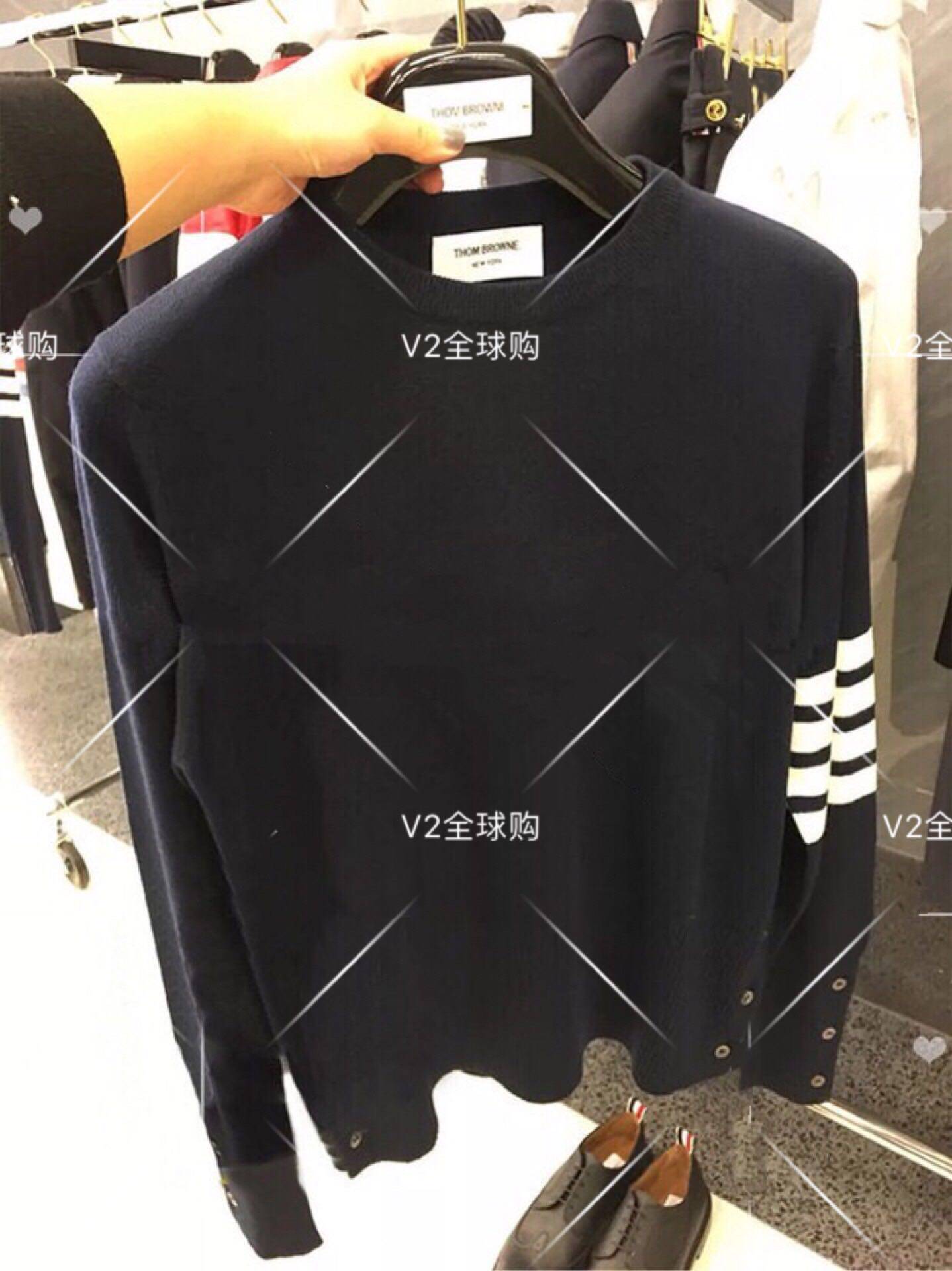 thom browne 18 autumn and winter TB classic round neck pullover sweater men's and women's knitted cashmere sweater