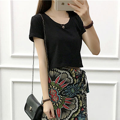 T-shirt Women's short-sleeved 2026 new summer short top, fashionable and versatile, pure cotton half-sleeved T-shirt, round-neck base layer