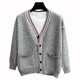 ເສື້ອກັນໜາວຜູ້ຊາຍກະເປົ໋າ V-neck cardigan 2022 spring and autumn sweater jacket lazy style trendy loose large size sweater