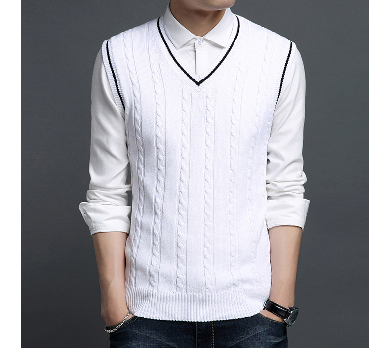 Xuân nam Thu đông vest nam phiên bản Hàn Quốc của nam giới Slim nam áo len cổ chữ V không tay áo len nam vest áo vest nam hàn quốc trẻ trung