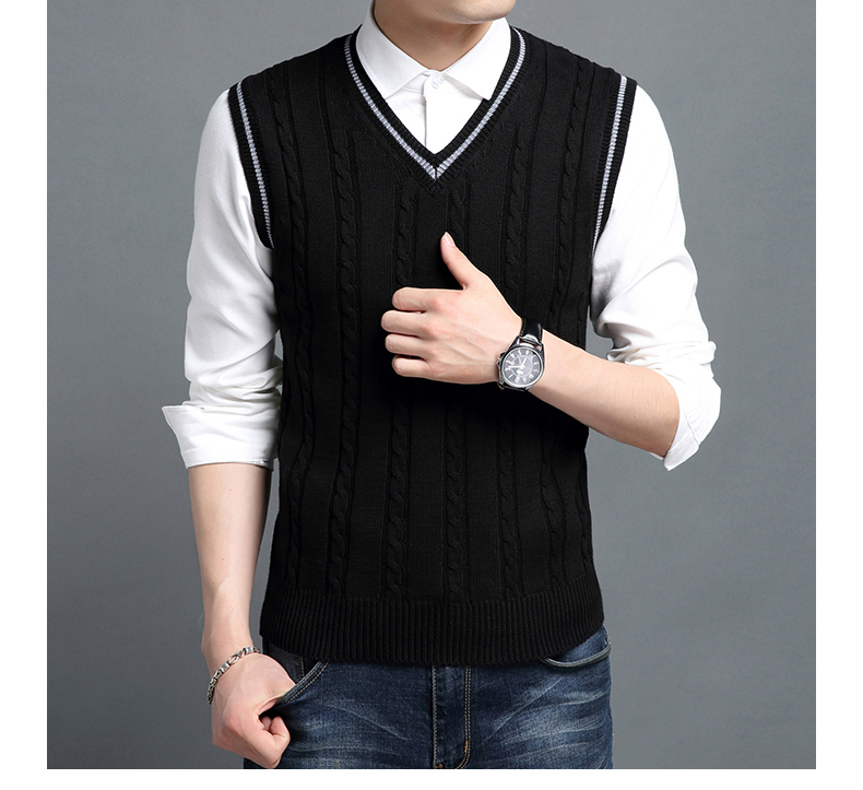 Xuân nam Thu đông vest nam phiên bản Hàn Quốc của nam giới Slim nam áo len cổ chữ V không tay áo len nam vest áo vest nam hàn quốc trẻ trung