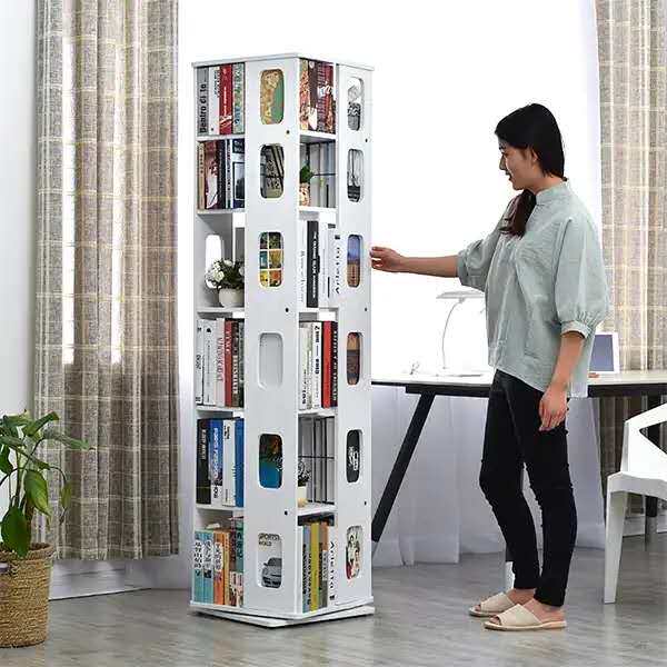Trailblazers Annana Jiamu White Microbee Germany Safe and environmentally friendly material 360-degree rotating bookshelf JJ086 F