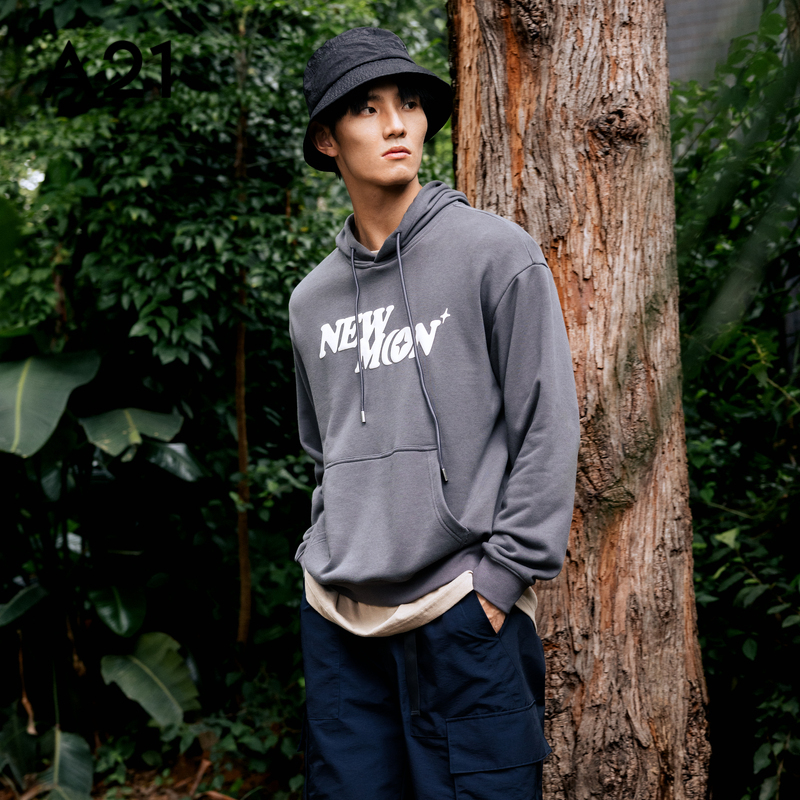 A21 Men's Loose Hooded Pullover Sweatshirt Men's Autumn Clothing Tops Autumn and Winter Knitwear