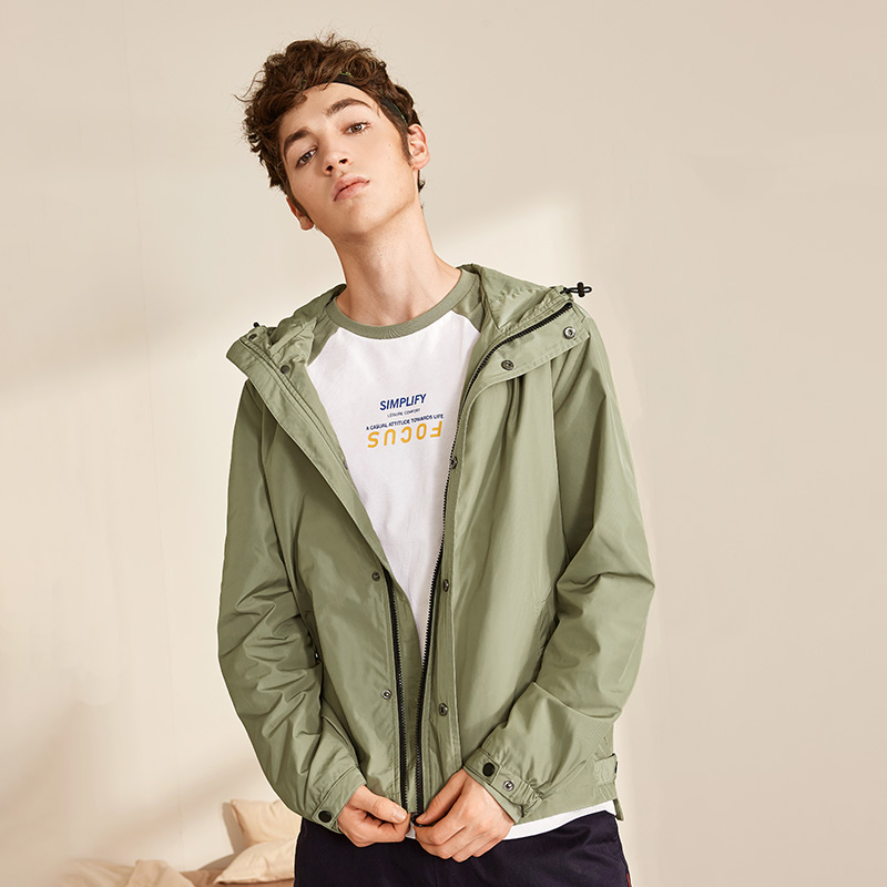 Casual A21 Thu / Đông 2019 mới nam Hood Edo áo gió nam mùa thu ngắn thể thao áo khoác nam Tide